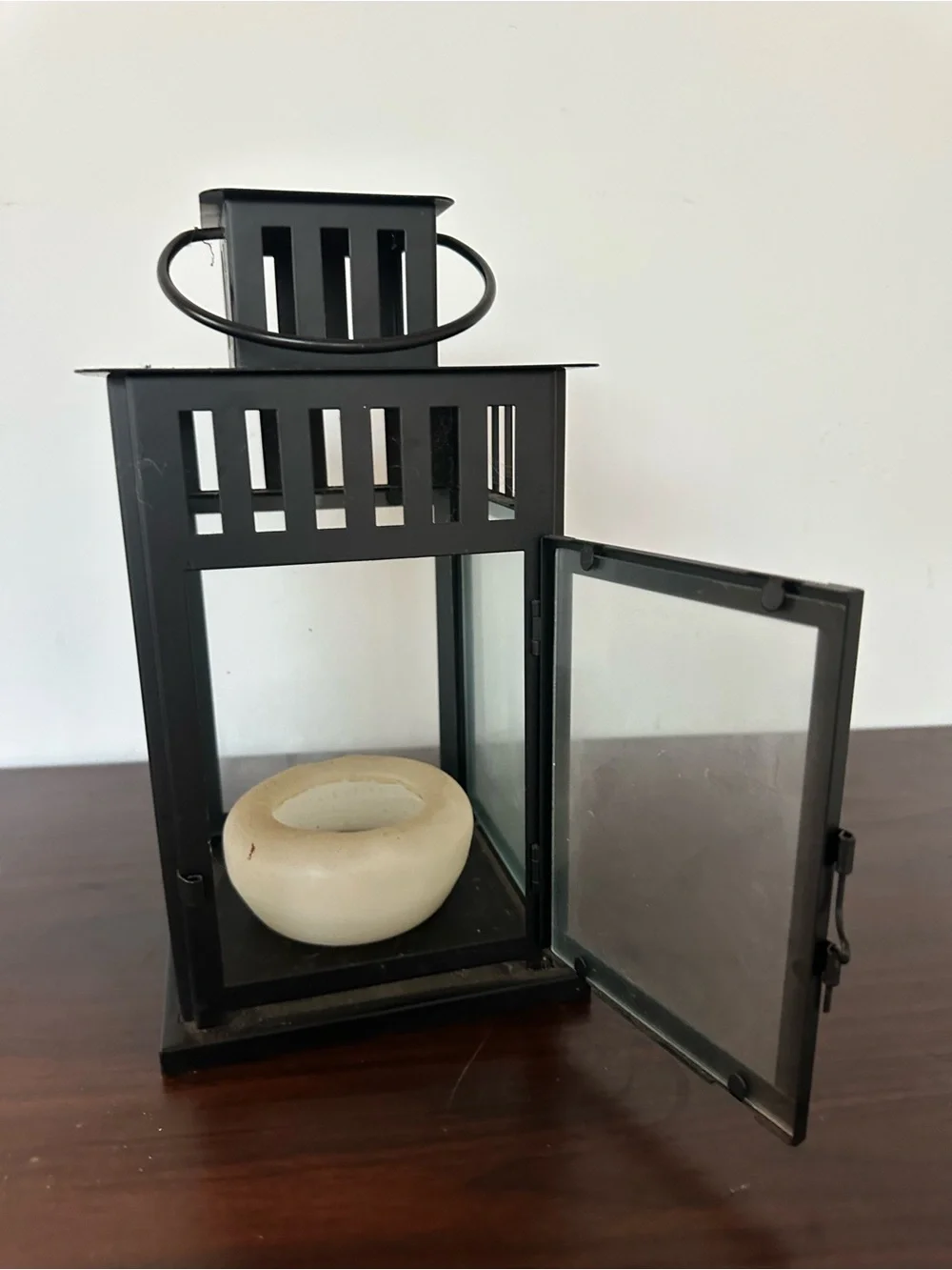 IKEA Black Metal Glass-Panel Lantern